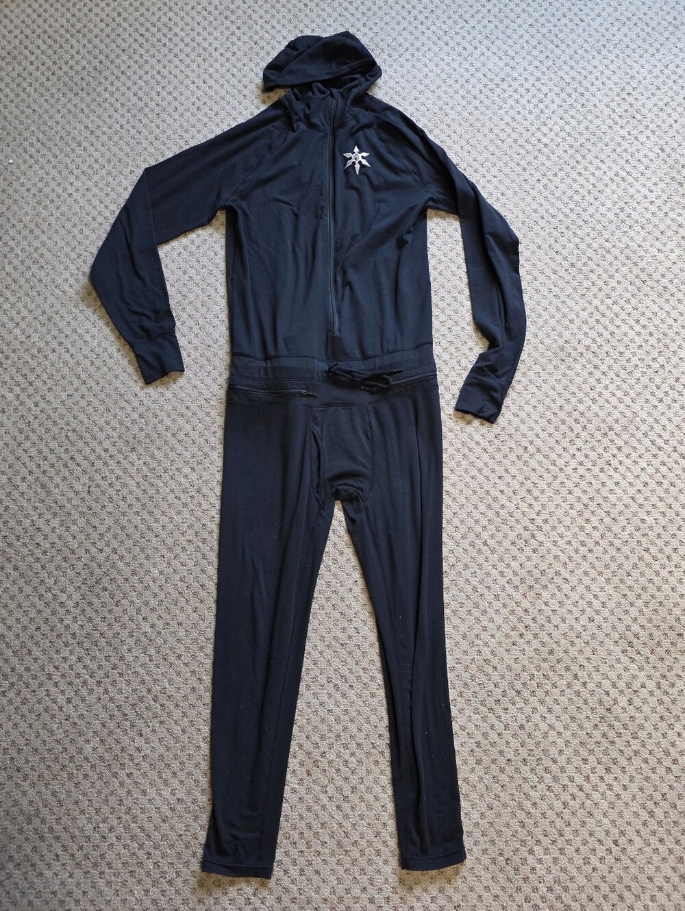 Airblaster Black Hooded One-Piece Jumpsuit with Silver Star Emblem